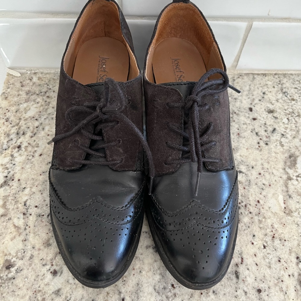 Josef Seibel Black and Brown Oxford Shoes